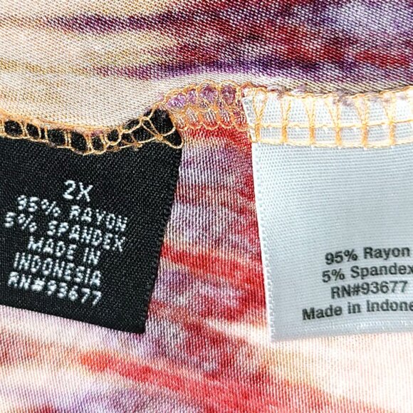 A.N.A. A New Approach Orange Peach Purple Tie-Dye Stretch Knit Maxi Skirt sz 2X - Picture 5 of 6